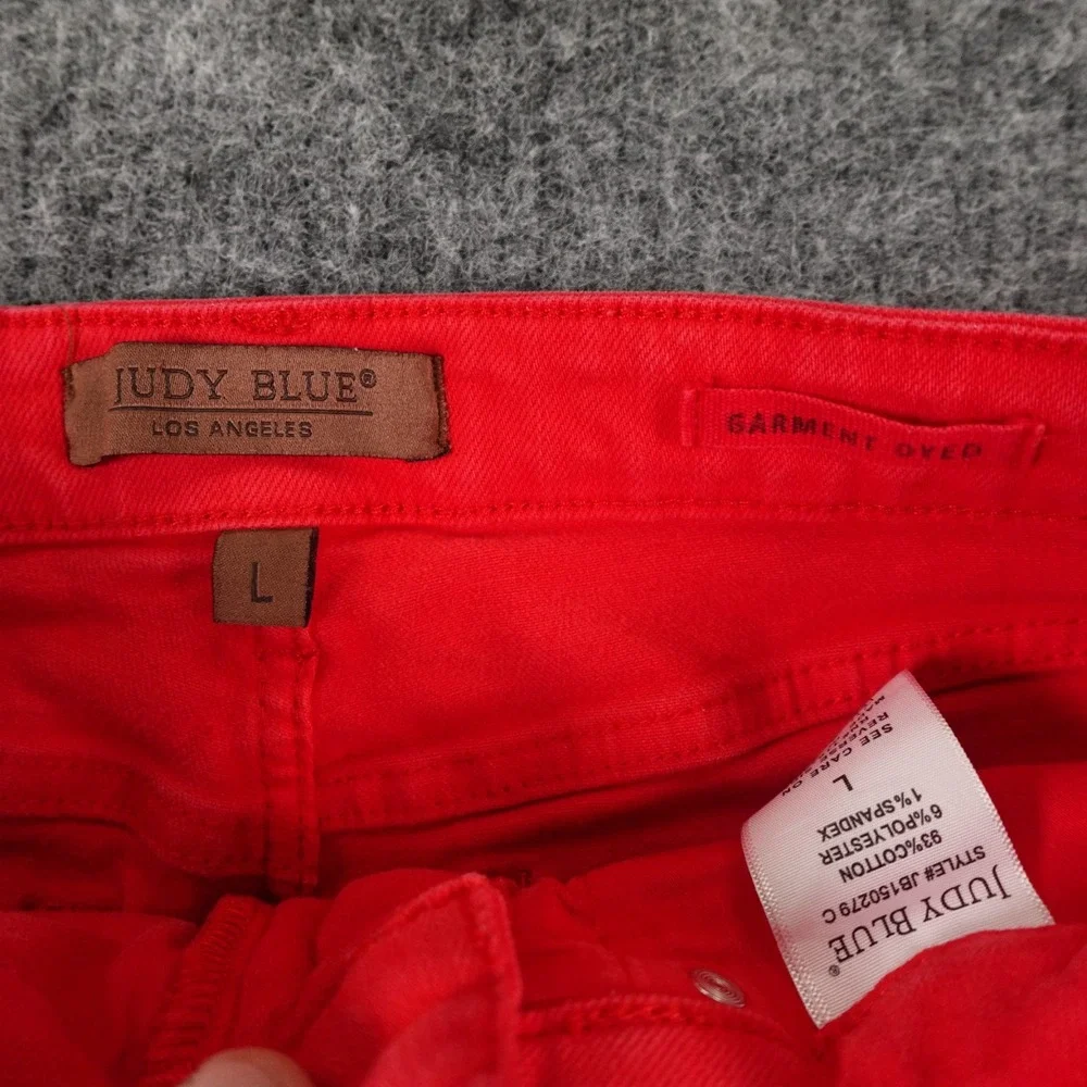 Judy Blue Shorts‎ Womens Large Red Bermuda Tummy Control Garment Dyed JB150279